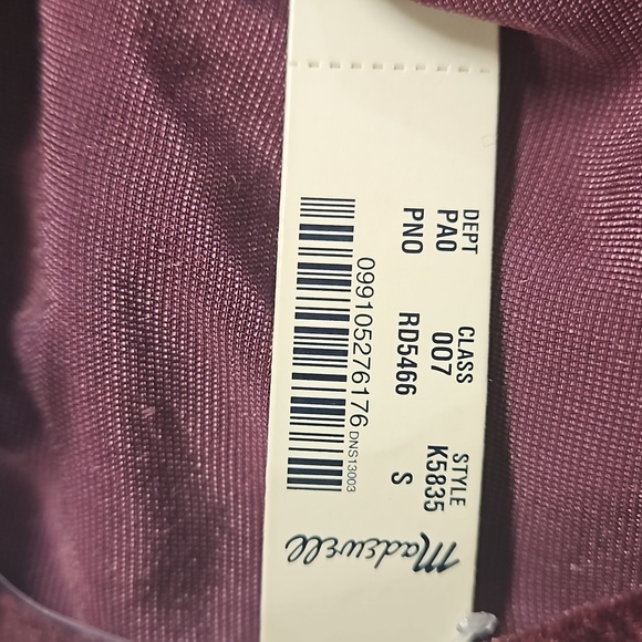 New Madewell choker top burgundy crushed velvet women's size small - Picture 5 of 14